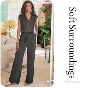 Soft Surroundings Camillia Charcoal Jumpsuit XL